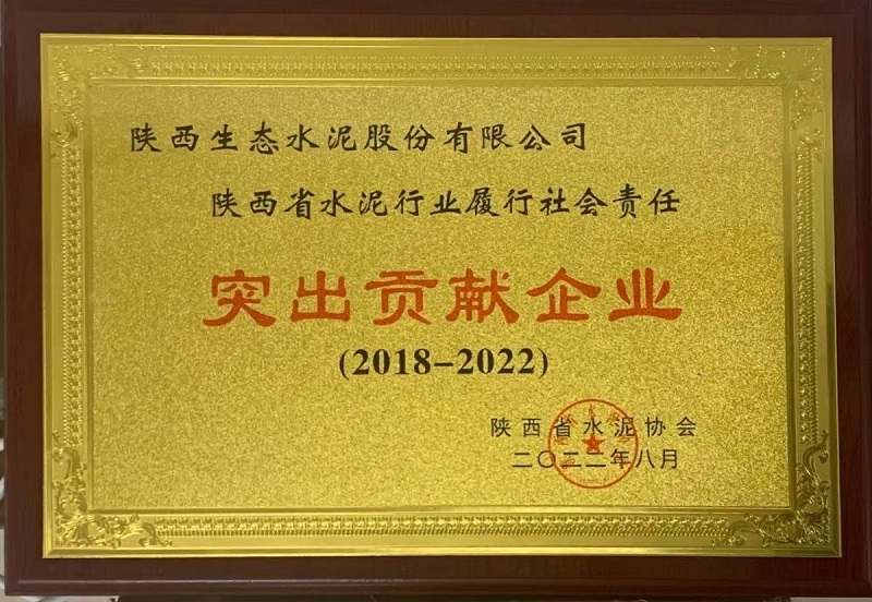 公司荣获陕西省水泥行业推行社会责任突出孝顺企业